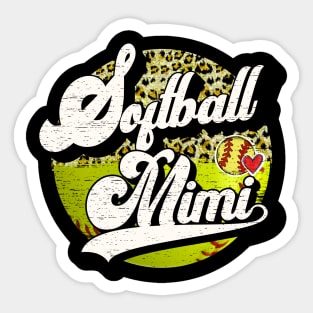 Softball Mimi Vintage Leopard Softball Family Matching Sticker